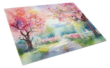 NEW Michigan Apple Blossoms in Watercolor Glass Cutting Board Decorative Tempered Glass Kitchen Cutting and Serving Board Large Size Chopping Boa