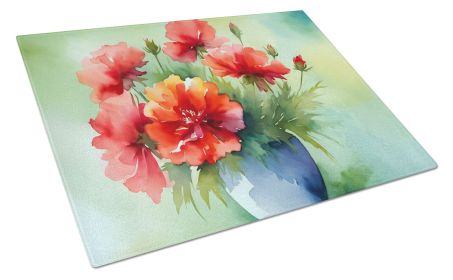 NEW Ohio Scarlet Carnations in Watercolor Glass Cutting Board Decorative Tempered Glass Kitchen Cutting and Serving Board Large Size Chopping Boa