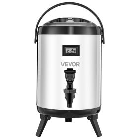 Insulated Beverage Dispenser, 1.5 Gal/6L Stainless Steel Thermal Drink Server with Spigot & Temp Display, Suitable for Hot and Cold Drinks