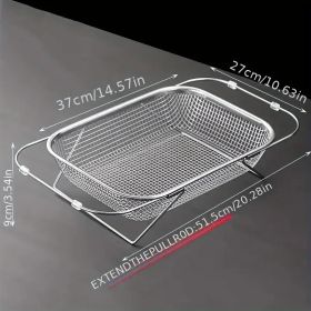 Expandable Stainless Steel Kitchen Sink Drain Basket - Adjustable Dish, Bowl & Cutlery Washing Rack with Space-Saving Design, Drains Forks, Knive (Capacity: xl)